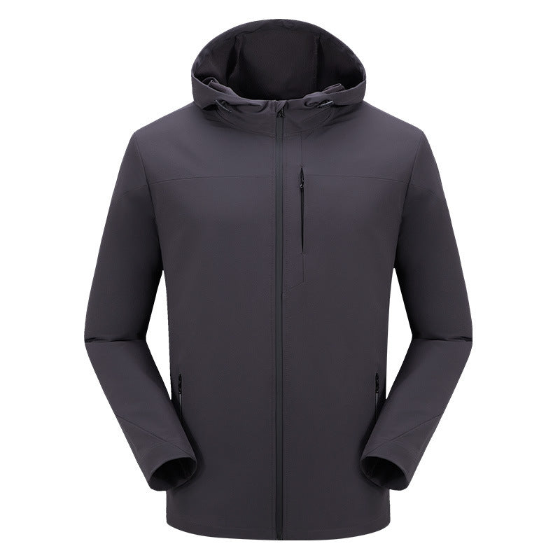 Men's movement in the spring and autumn season, men's single layer elastic mountaineering jackets, waterproof, windproof, breathable and caprant riding clothes