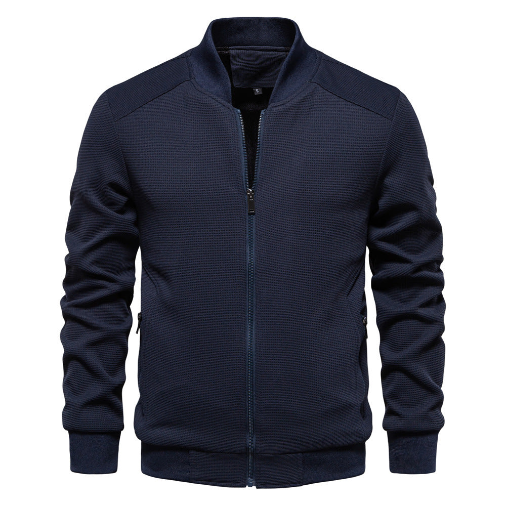 Stand Collar Men's Solid Color Jacket