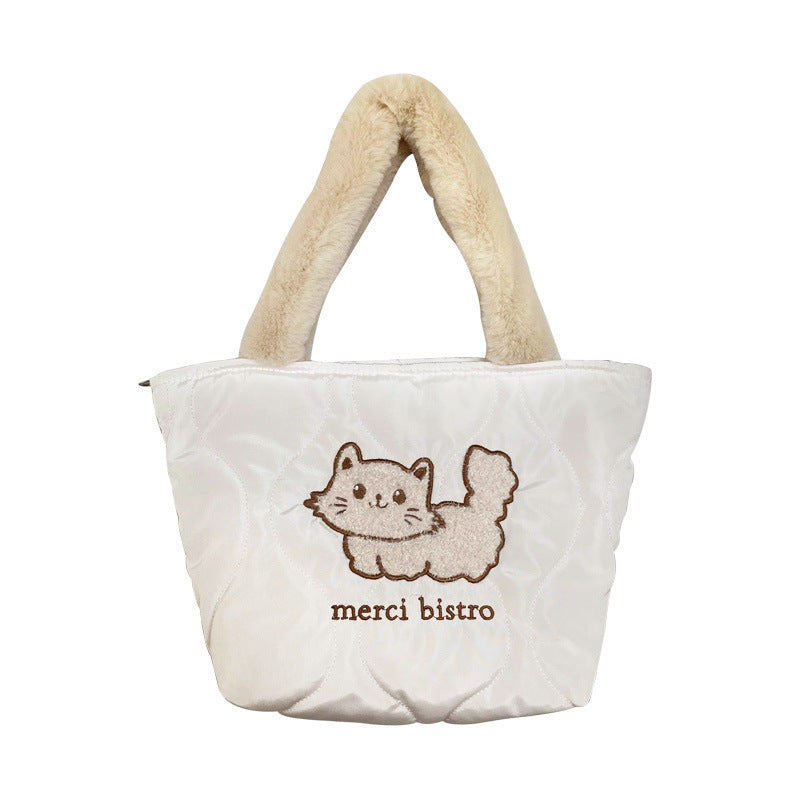 Plush Puffy Cotton Handbag Cute Rabbit Handbag