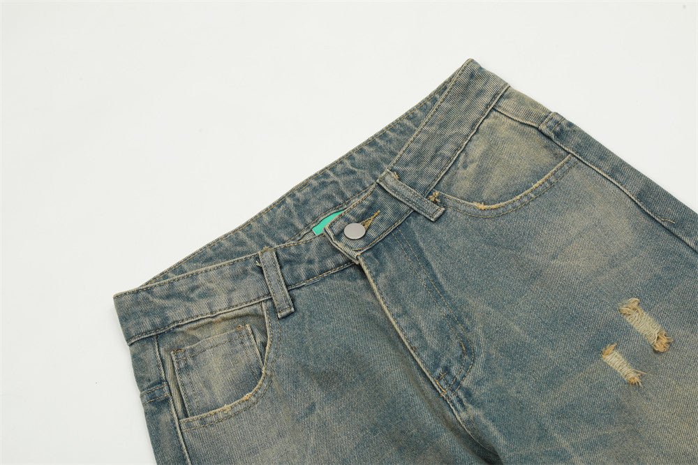 Washed And Worn Ripped Jeans For Men