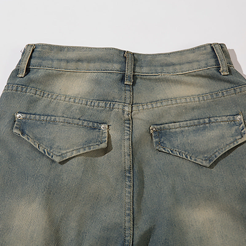 Fashion Personalized Washed Wide-leg Jeans Men