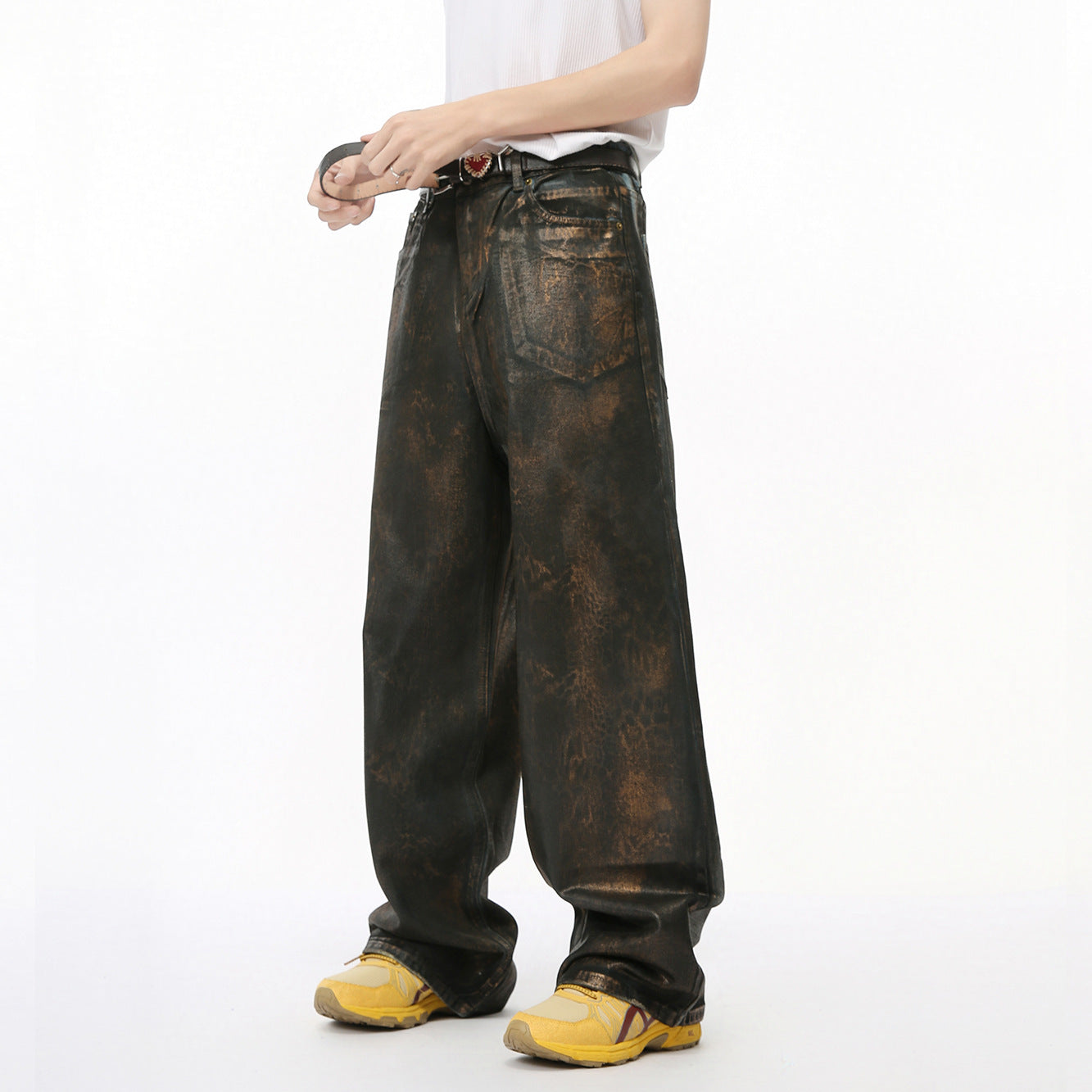 American Street Waste Soil Wind Reverse Pocket Personality Jeans Tide