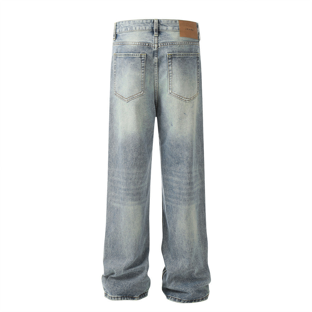 Retro Punk Ripped Straight Jeans For Men