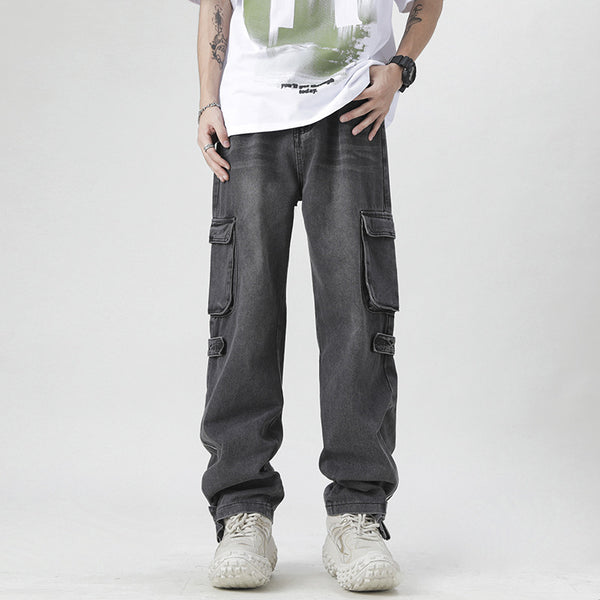 Retro Multi-pocket Workwear Jeans For Men
