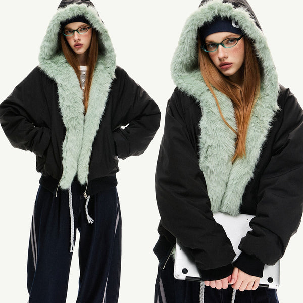Women's Loose Fleece-lined Warm Parka Cotton Jacket Top