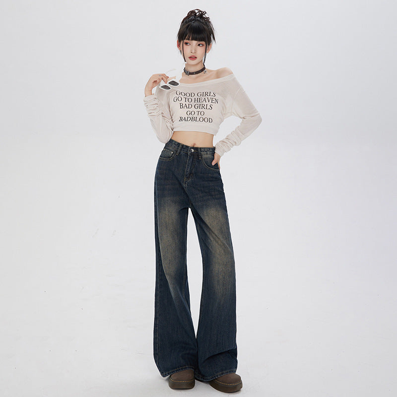 Retro Loose Micro-flared Jeans For Women