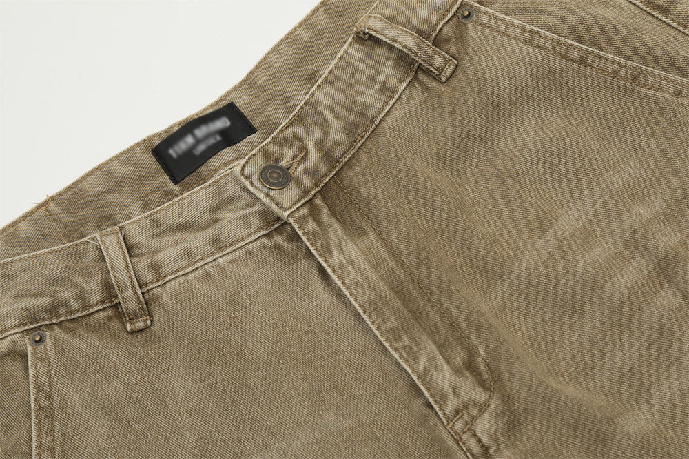 Fashion Waste Soil Pleated Cargo Jeans Men