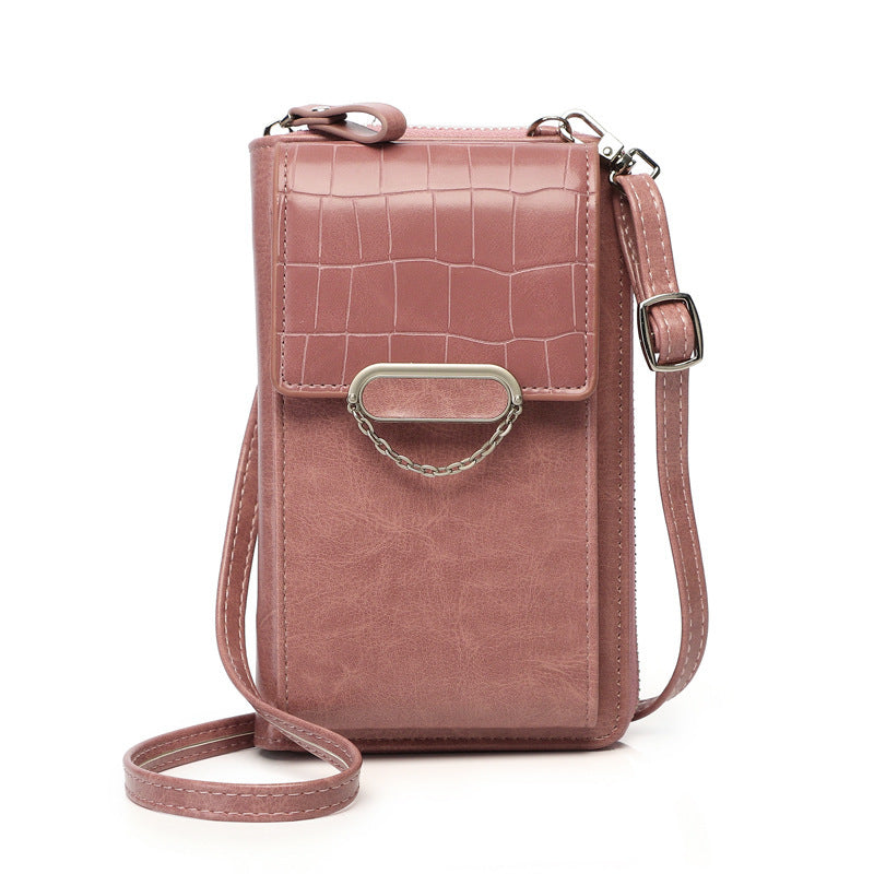 Mobile Phone Bag For Women Chain Stone Pattern Design Shoulder Bags