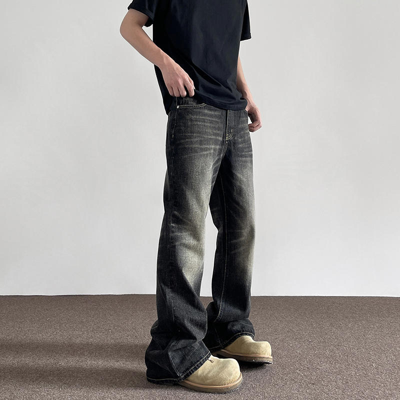 American Jeans Men And Women Retro Washed Gray Black Straight