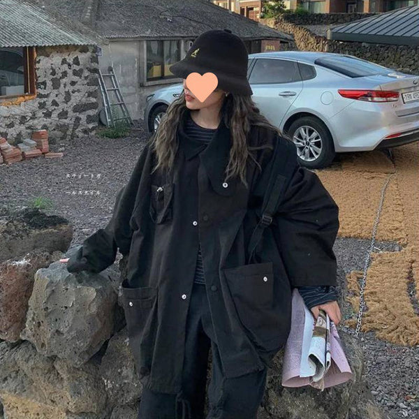 Solid Color Workwear Jacket For Women