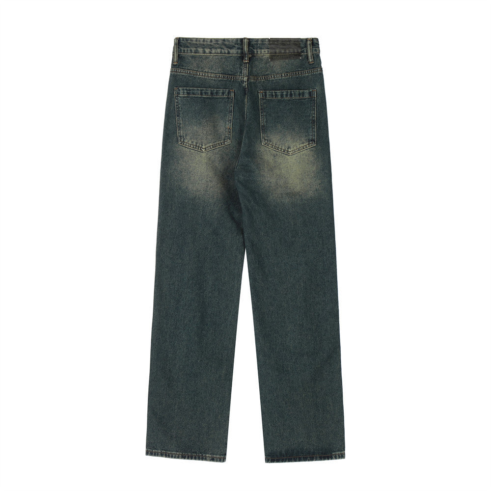Simple Washed And Worn Jeans For Men