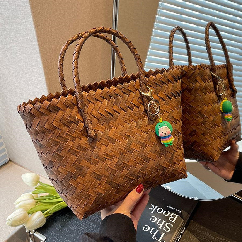 Women's Fashionable Woven Brown Handbag