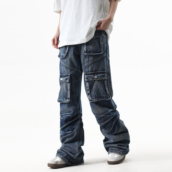 Multi-Pocket Workwear Jeans For Men And Women