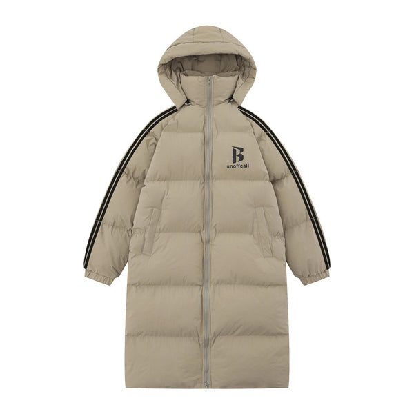 Long Below The Knee Hooded Cotton Jacket Male