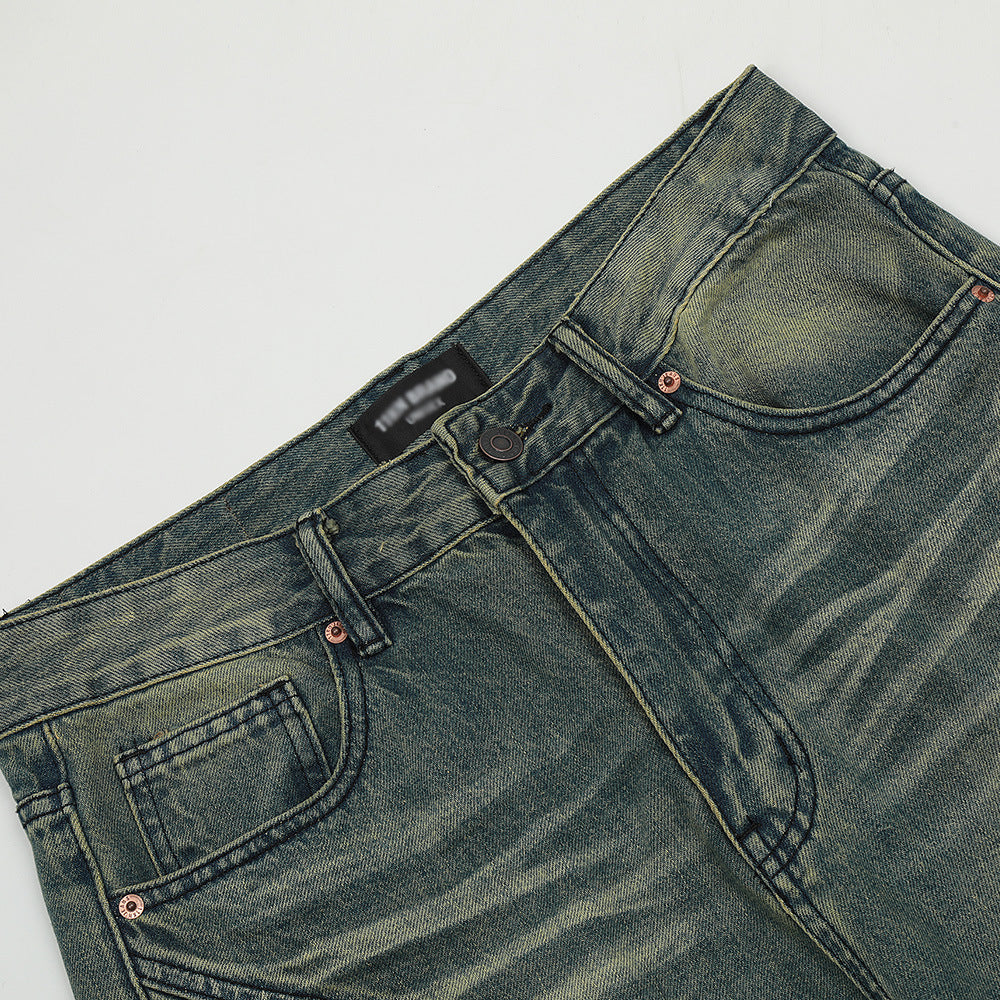 Washed Contrast Color Skinny Jeans For Men
