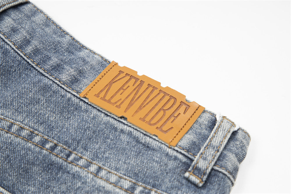 Embroidery Small Flower Straight Jeans For Men
