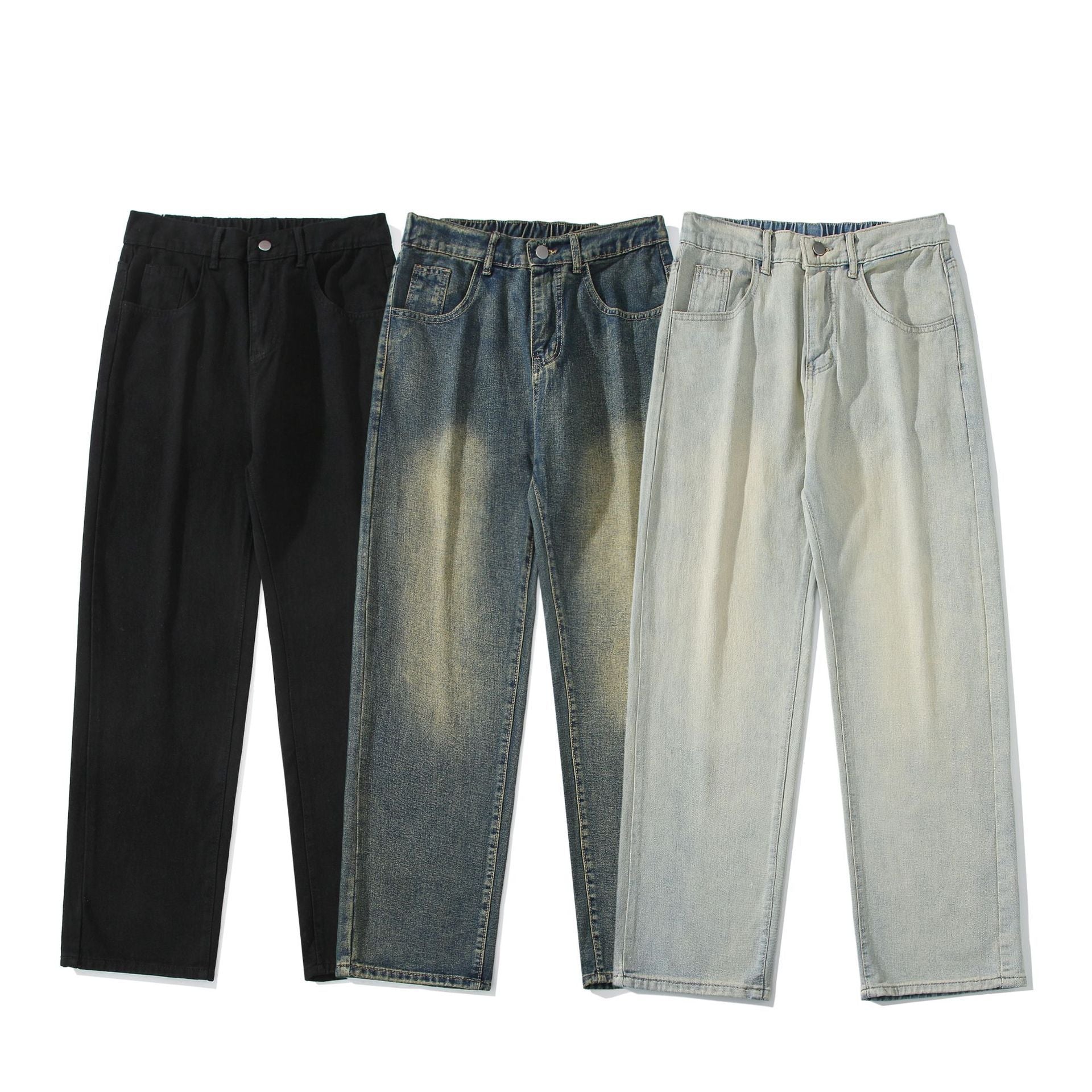 Fashion American Yellow Mud Dyed Jeans Men