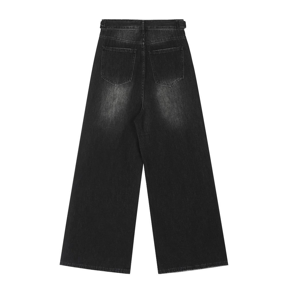 Fashion Wash Hole Wide-leg Jeans Men
