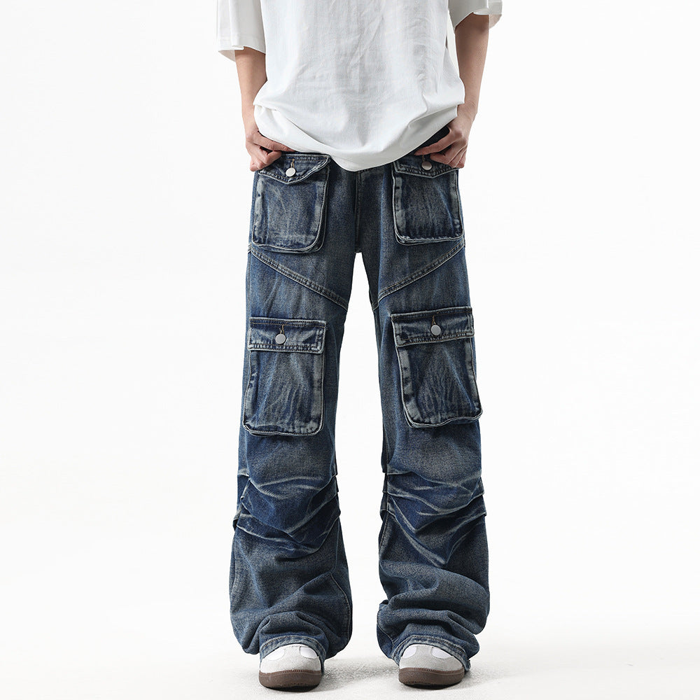 Multi-Pocket Workwear Jeans For Men And Women