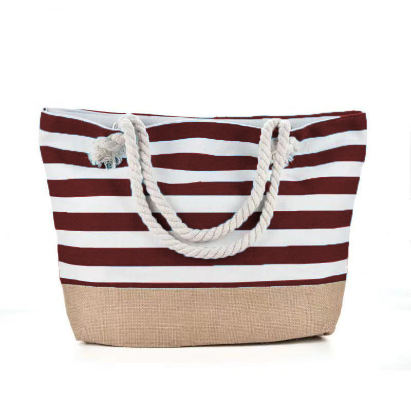 Striped Beach Bag Casual Large Capacity Women Shoulder Bags