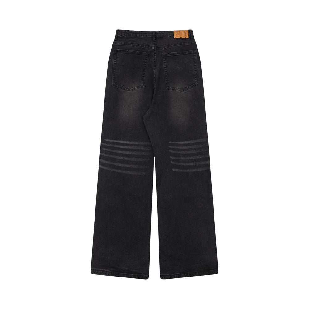 Fashion Washed Loose Wide Leg Jeans Men
