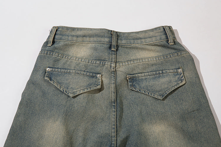 Fashion Personalized Washed Wide-leg Jeans Men
