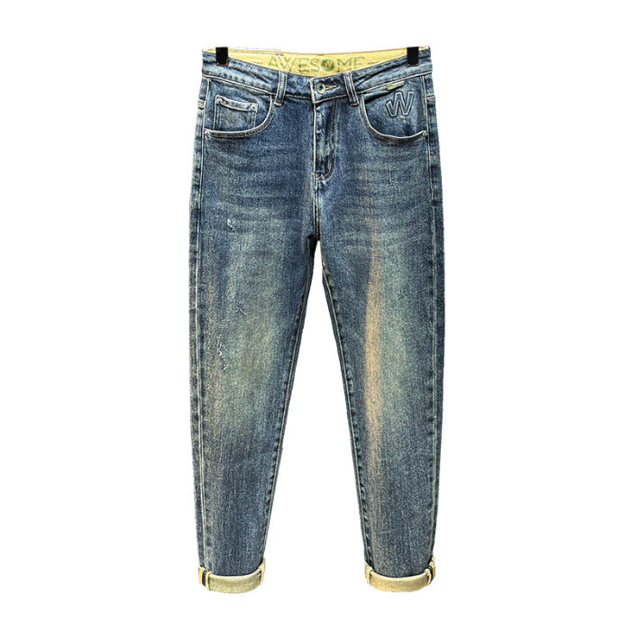 Quality Micro Cone Pencil Pants Denim All-match Washed Long Pants