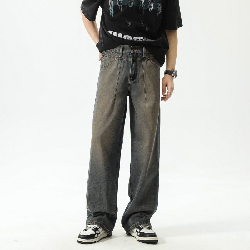 Retro Washed Distressed Stitching Jeans For Men