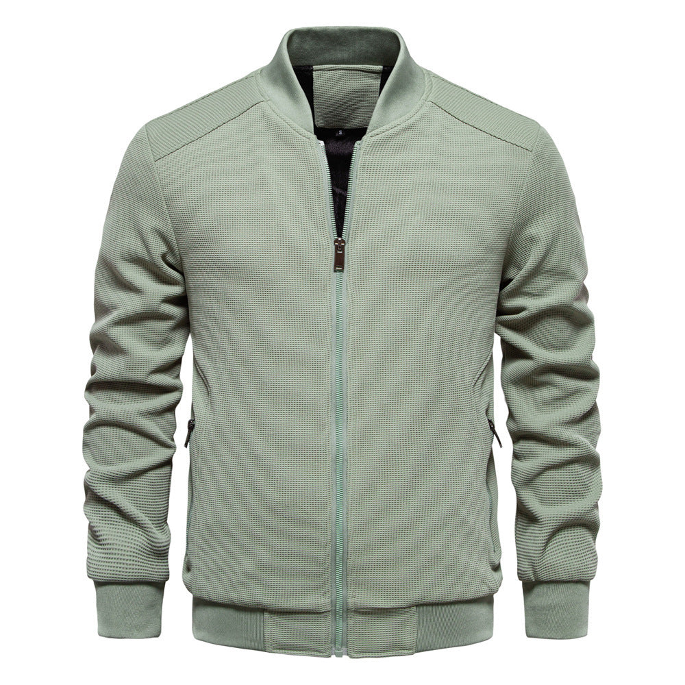 Stand Collar Men's Solid Color Jacket