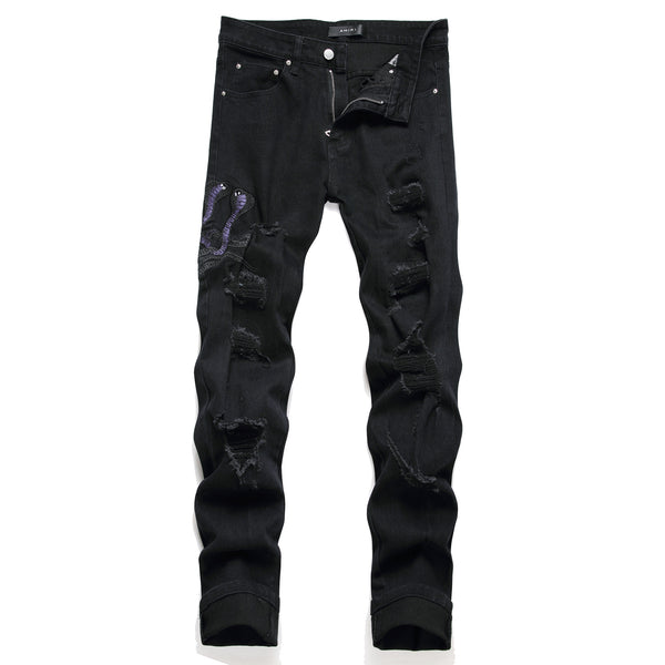 Jeans Men's Style Fashion Ripped Patch