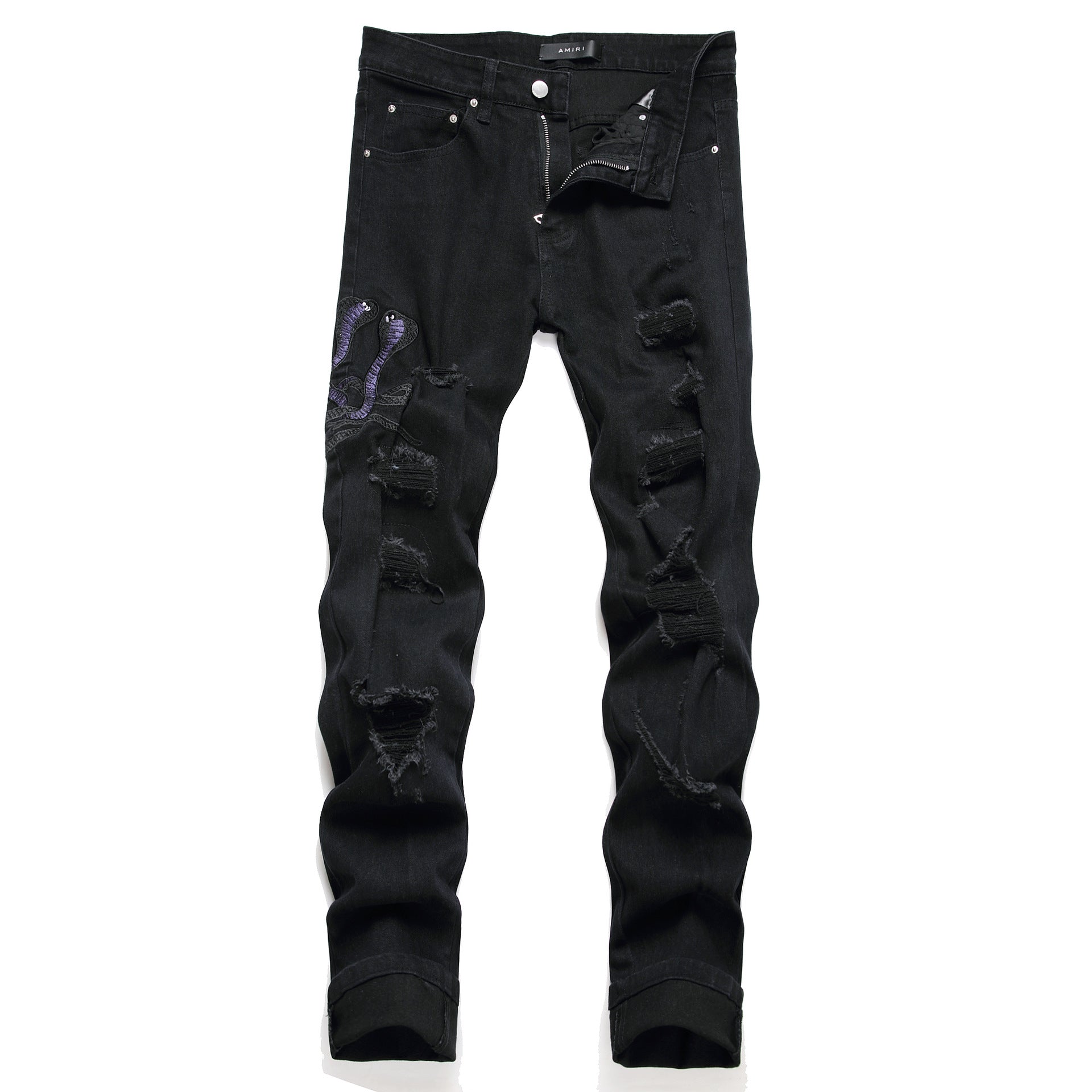 Jeans Men's Style Fashion Ripped Patch