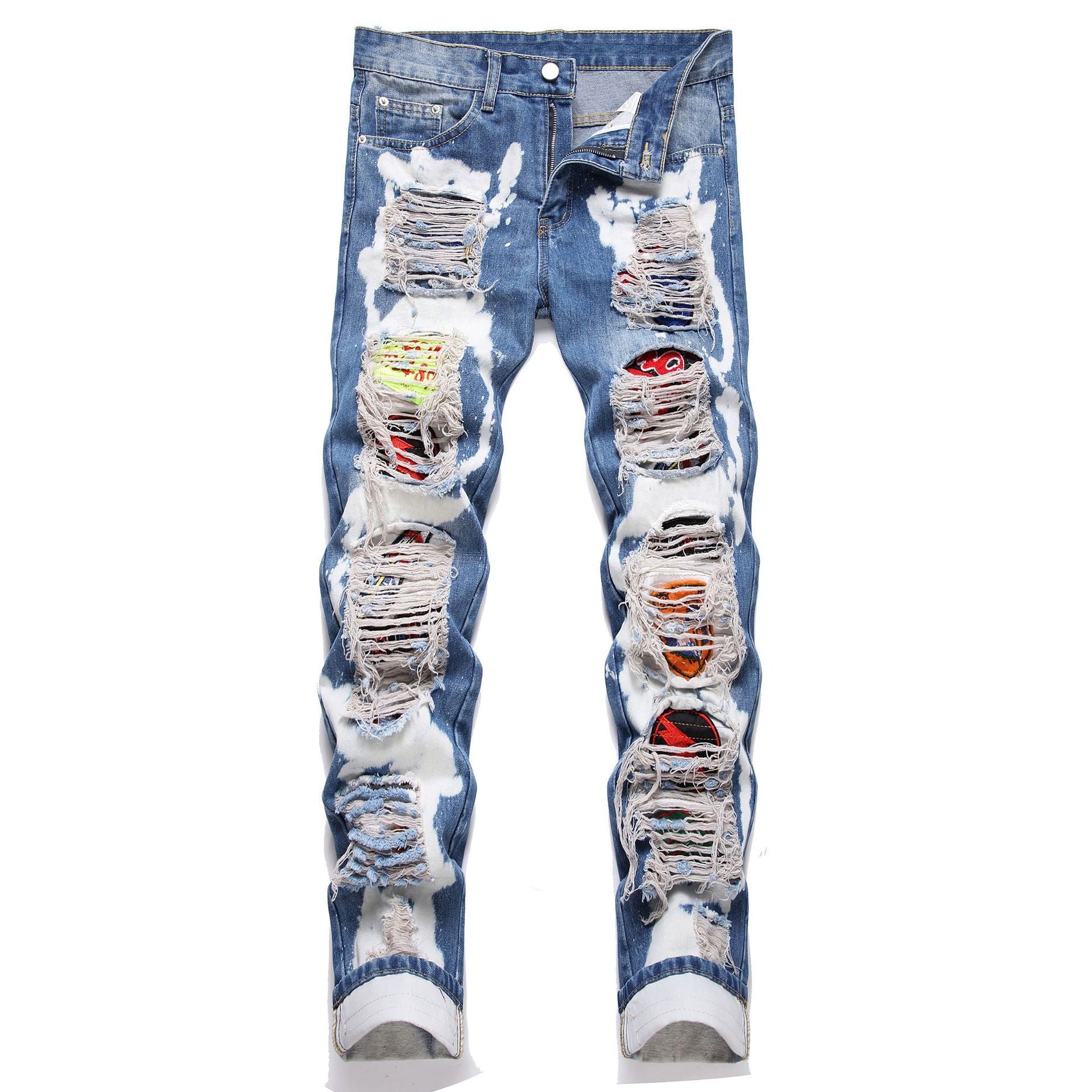 Jeans Men's Style Fashion Ripped Patch