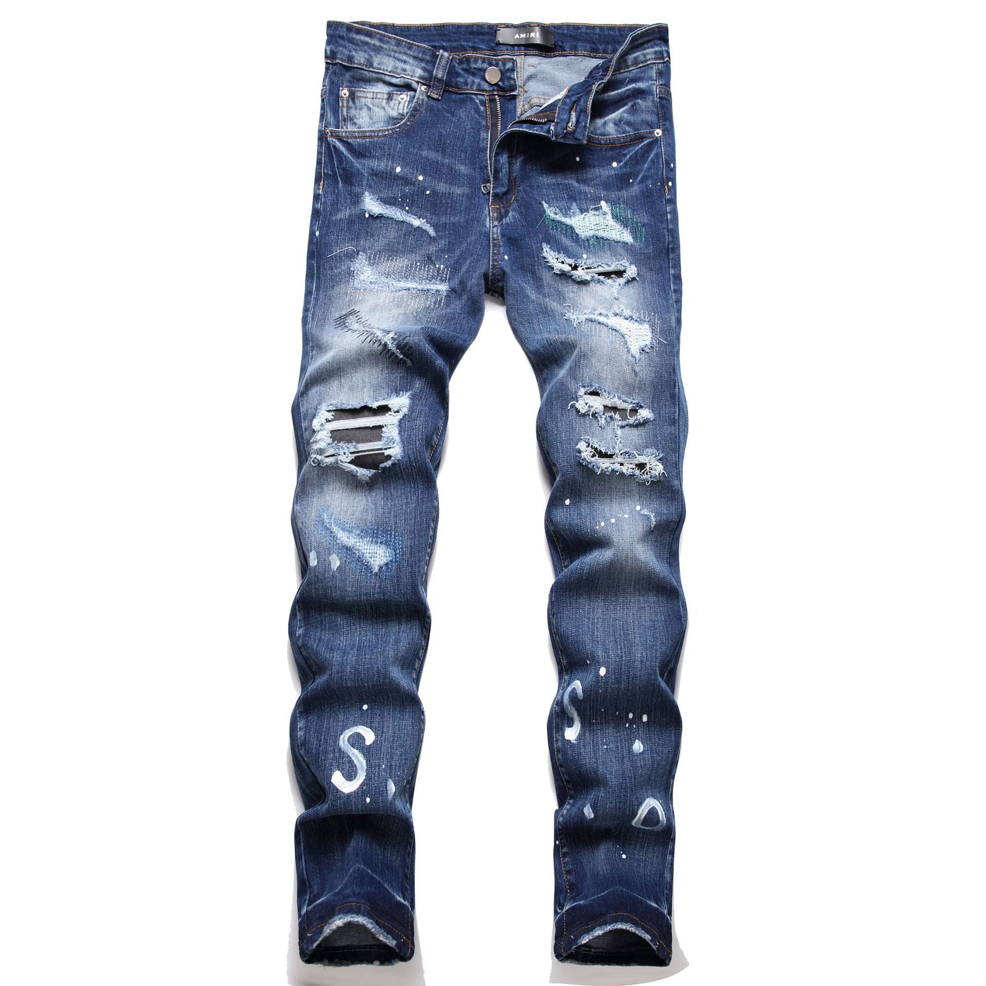 Jeans Men's Style Fashion Ripped Patch