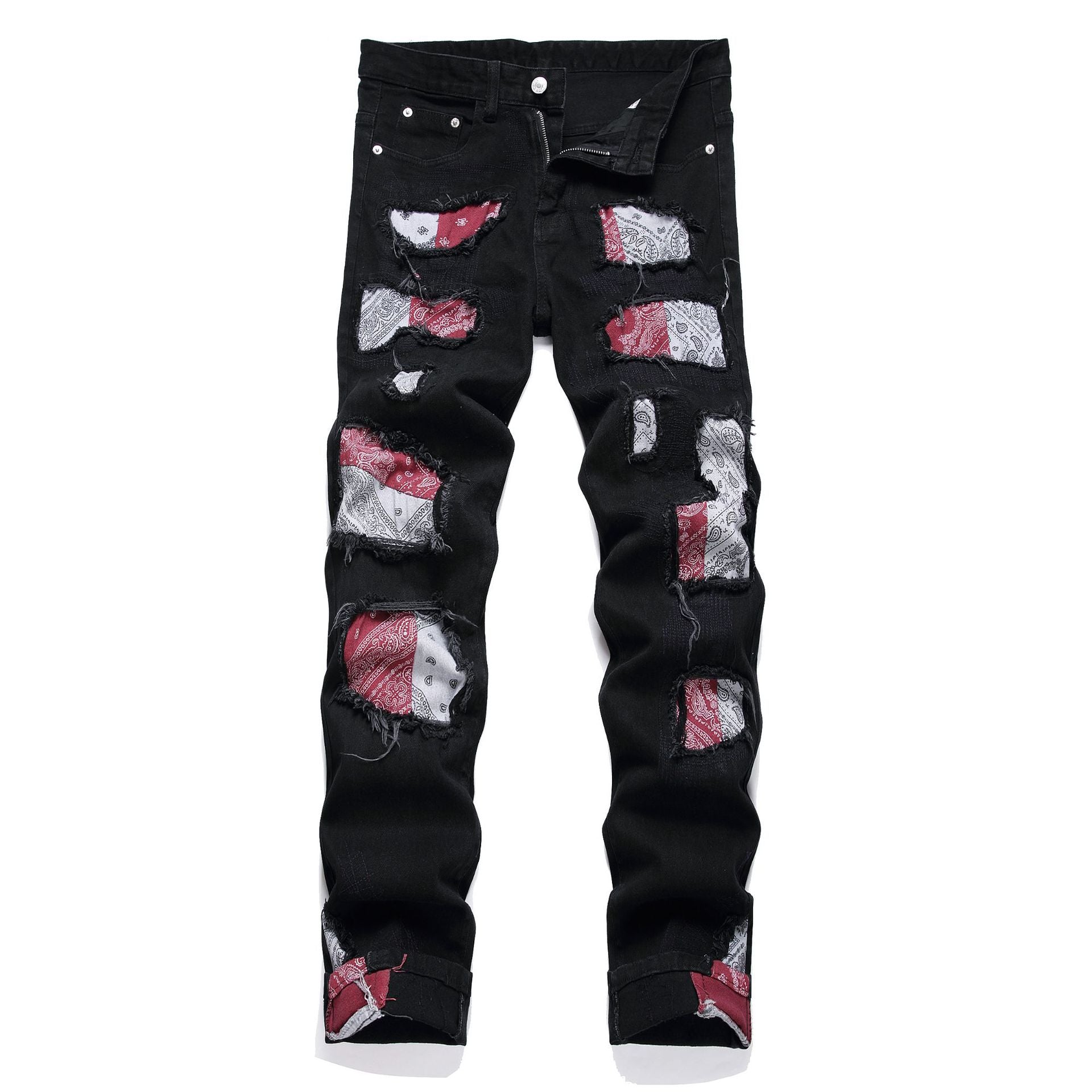Jeans Men's Style Fashion Ripped Patch