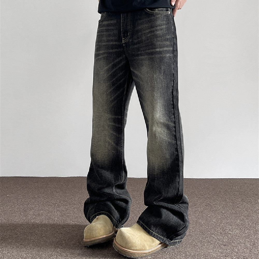 American Jeans Men And Women Retro Washed Gray Black Straight