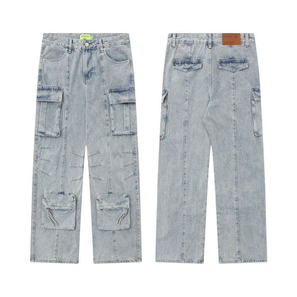 Multi-Pocket Workwear Jeans For Men And Women
