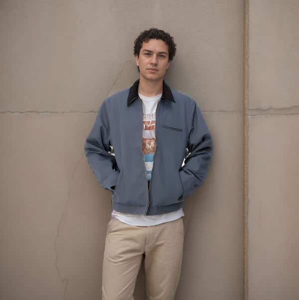 Men's Color Matching Lapel Zipper Jacket