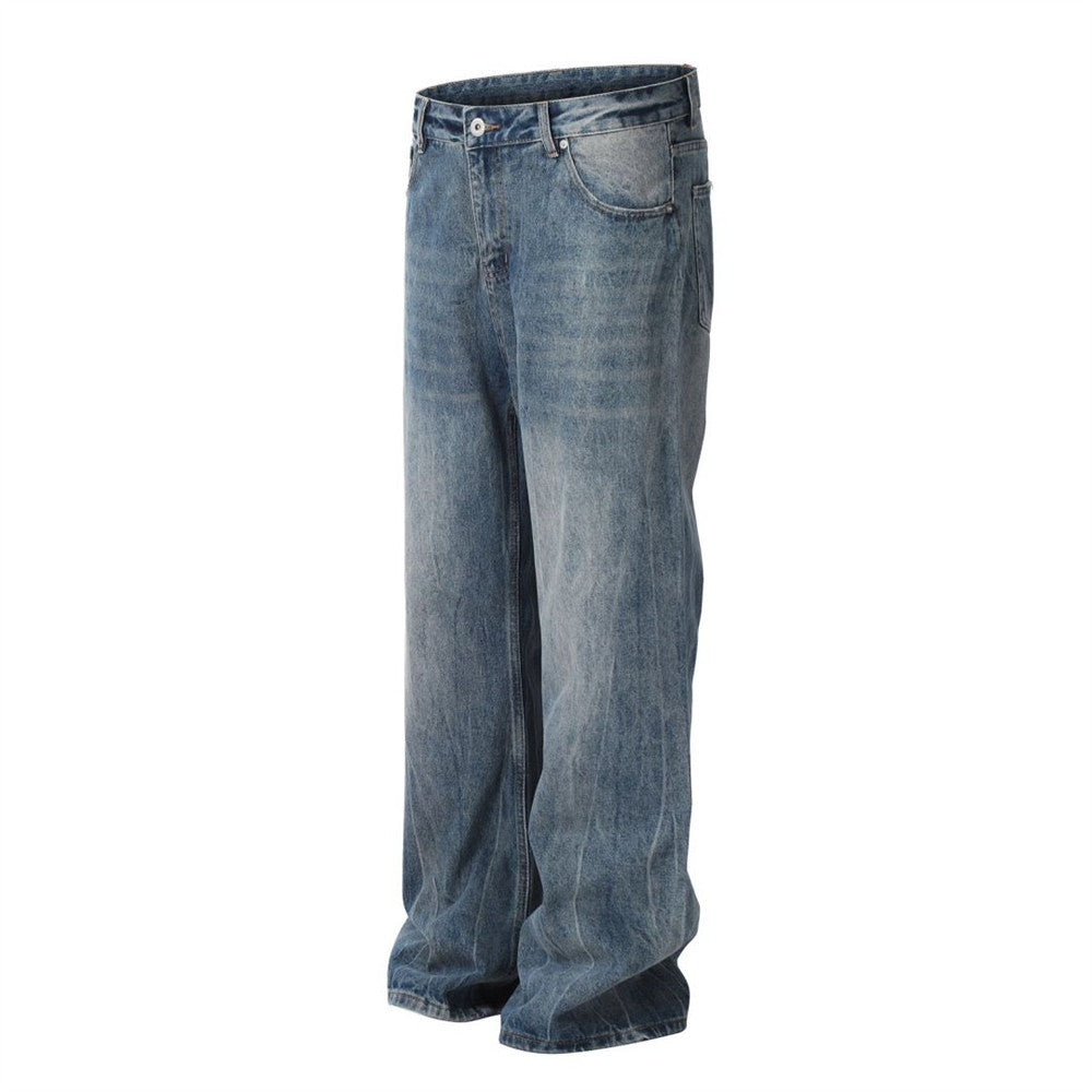 Washed Old Wide-leg Jeans For Men