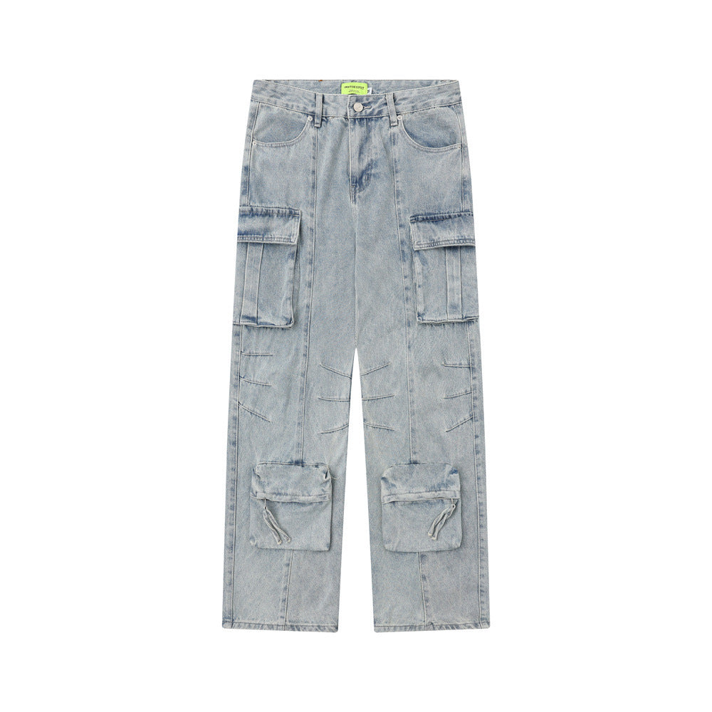 Multi-Pocket Workwear Jeans For Men And Women