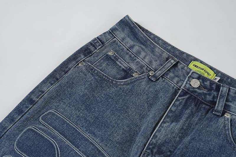 American-style Retro Street Washed Wide-leg Jeans For Men