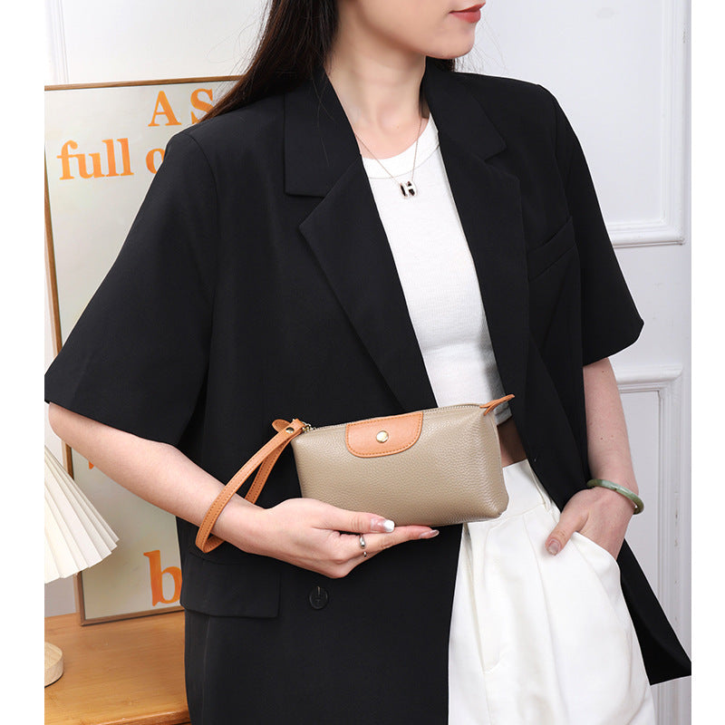 First Layer Women's Leather Handbag Large Capacity Clutch Phone Holder Handbag