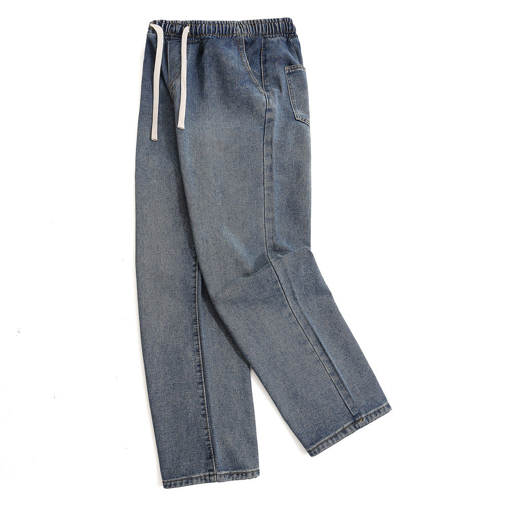 Tether Elastic Waistband All-matching Jeans Men