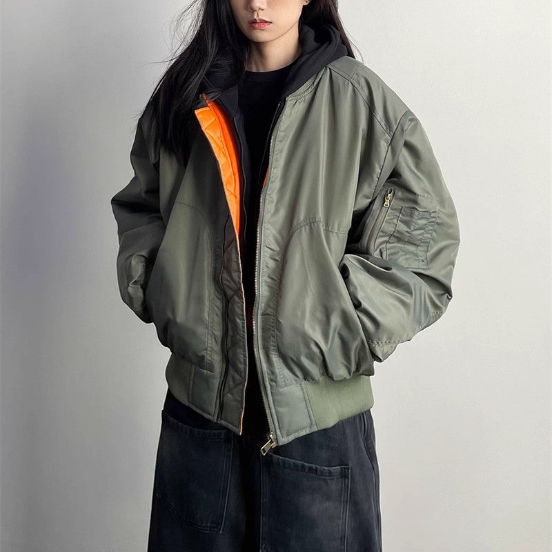 Pilot Stand Collar Retro Loose All-matching Thickened Fall Winter Coat