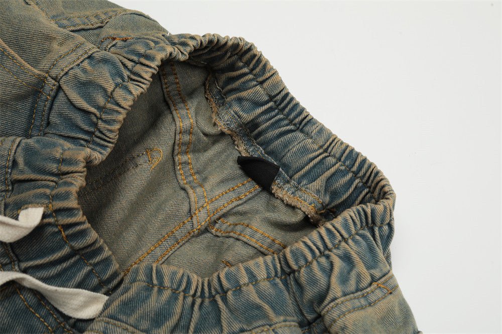 Contrast Color Wide-leg Workwear Jeans For Men