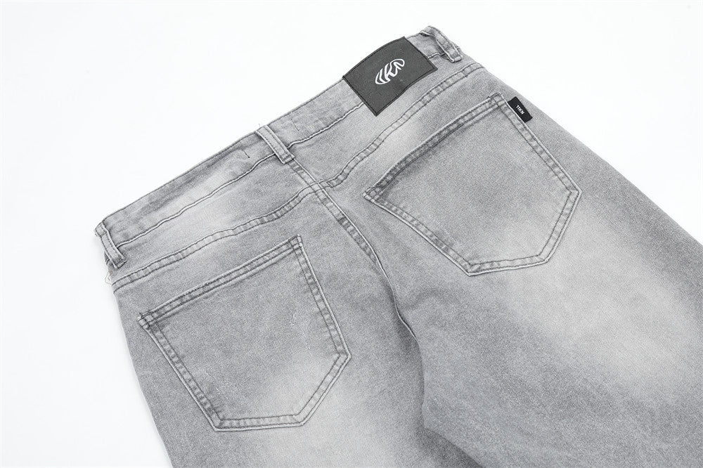 Washed Vintage Washed Raw Hem Jeans Men