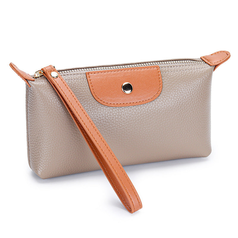 First Layer Women's Leather Handbag Large Capacity Clutch Phone Holder Handbag