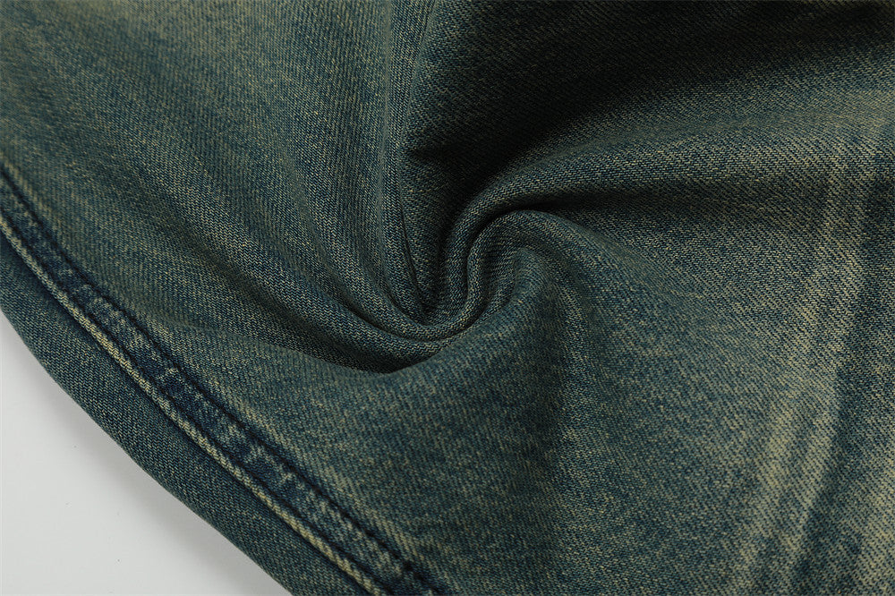 Washed Contrast Color Skinny Jeans For Men