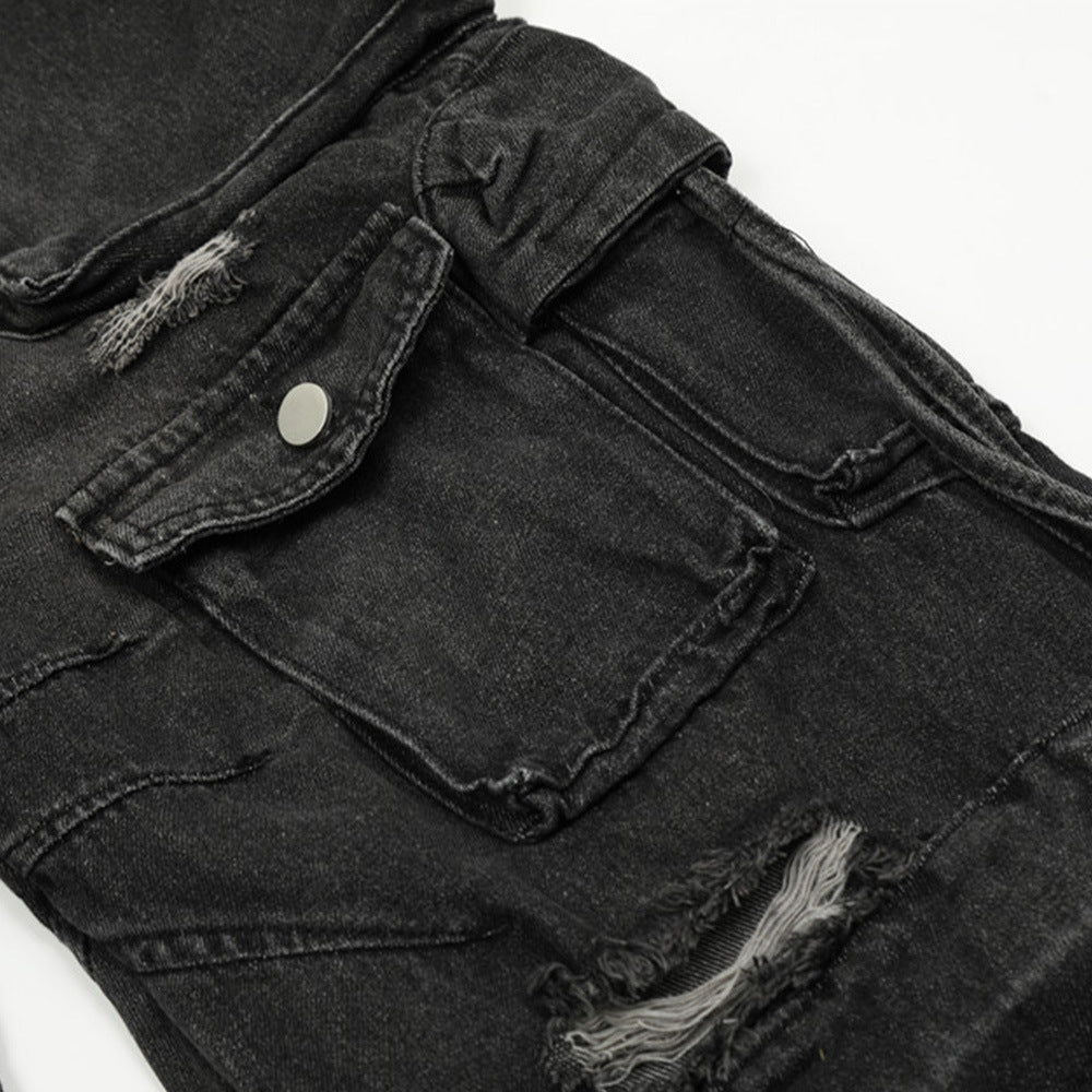 Functional Multi-pocket Workwear Jeans For Men