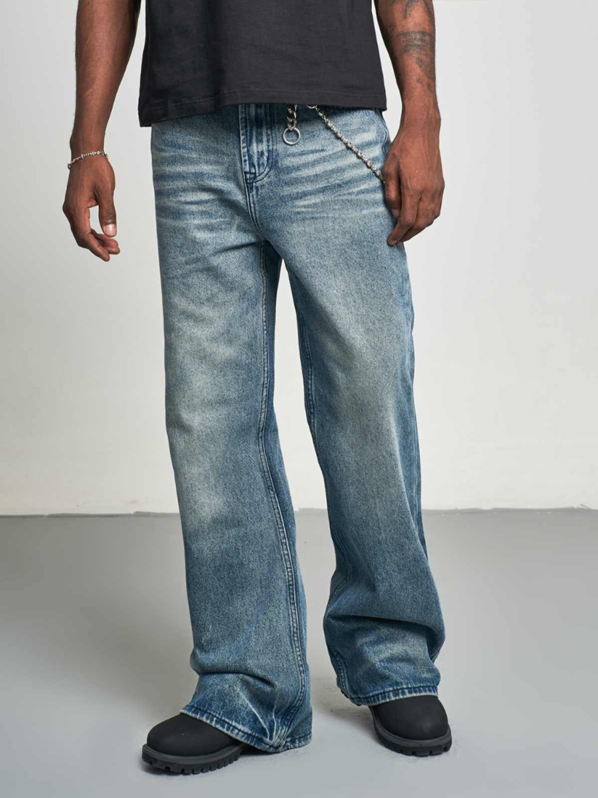 Gradient Washed Slimming And Wide Leg Bootcut Trousers Jeans
