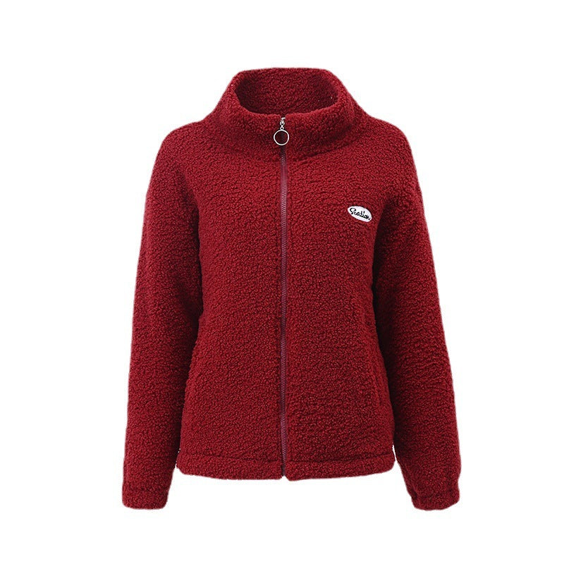 Women's Winter Clothes Fleece-lined Thickened Cotton-padded Clothes Middle-aged And Elderly Women's Cashmere Warm Top